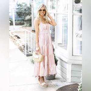 🍎 CHICWISH RAINBOW CANDIES STRIPES MAXI DRESS
